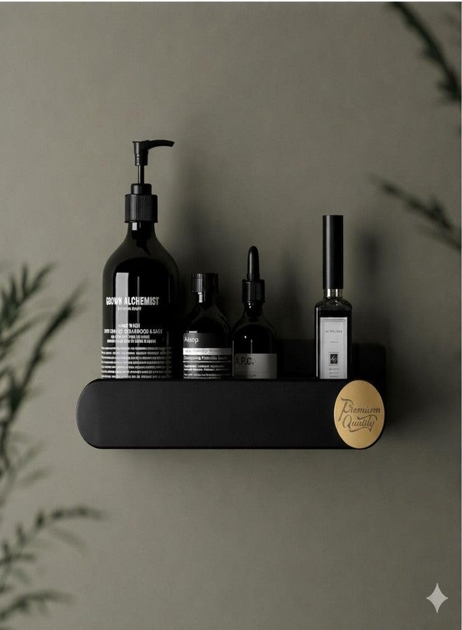 RIOMAX Pack of 4 Bathroom Shelf for Wall, Self-Adhesive Bathroom Organiser, Wall Mounted Shelf, Kitchen Storage Racks, Soap Holder (Plastic, 2 Bathroom Shelves+ 2 Soap Holders) (Black) - Image 2